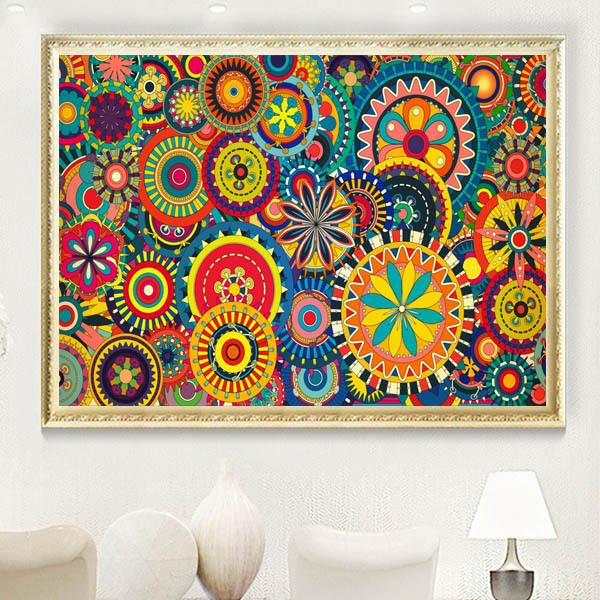 中級 フル ダイヤモンドアート キット ビーズ刺繍 曼荼羅華 幾何学模様