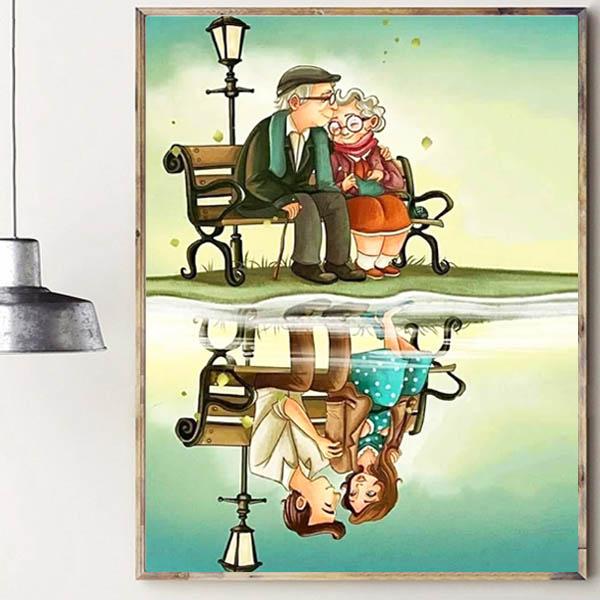 準上級 ダイヤモンドアート キット ビーズ刺繍 現在と過去 敬老