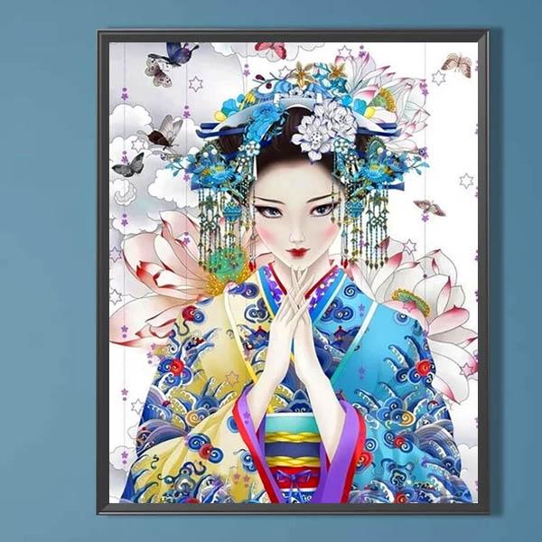 準上級 フル ダイヤモンドアート キット ビーズ刺繍 舞子 和服美人