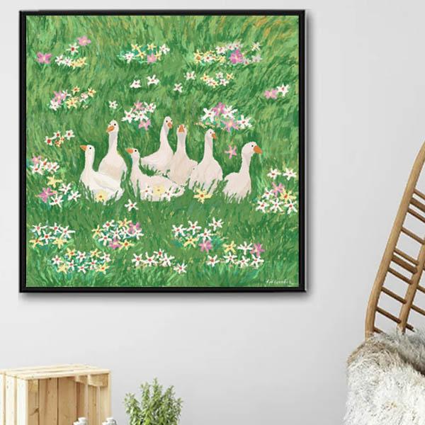 初級 フル ダイヤモンドアート キット ビーズ刺繍 アヒル ダック 草原