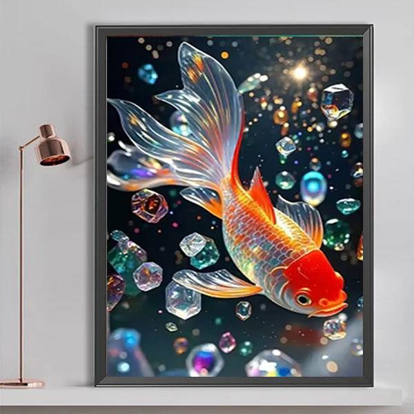 中級 フル ダイヤモンドアート キット ビーズ刺繍 幻想的 金魚