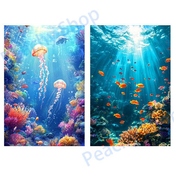 クラゲアート Amazon | 海のピンクのクラゲ 数字油絵 ネオンデジタルスタイル