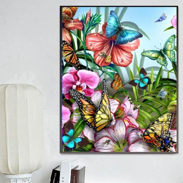 ハイビスカス。画家の作品、古典画水彩、最終値下げ。 絵画作品「ハイビスカスと蝶」