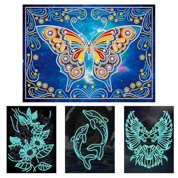 夜光 ラインストーン ハーフ ダイヤモンドアート 刺繍キット ふくろう