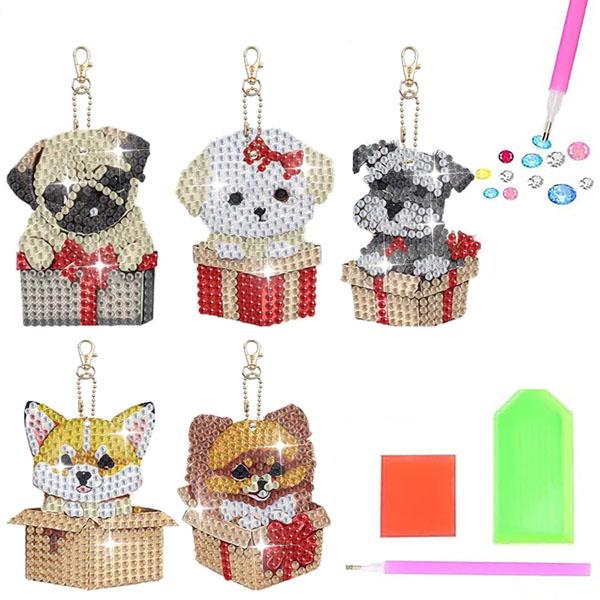 キーホルダー 制作キット ダイヤモンドアート 子犬 柴犬