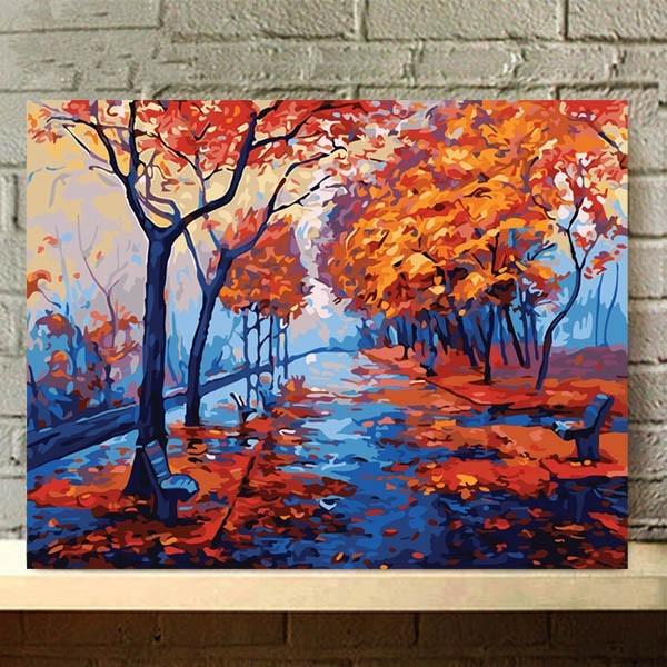 数字塗り絵 油絵風 秋の公園 紅葉 大人の塗り絵 フレーム絵画 インテリア 風景 Diy 趣味 ぬり絵 ホビー ナンバーピクチャー Np Ym22 Peachyshop 通販 Yahoo ショッピング