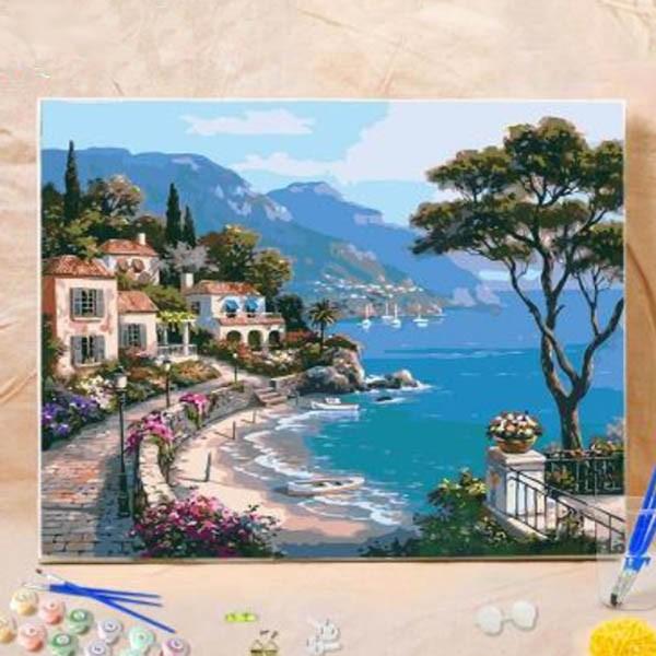 数字塗り絵 油絵風 ヨーロッパ 海岸沿いの街 バカンス 避暑地 フレーム絵画 インテリア 風景 Diy 趣味 ぬり絵 ホビー ナンバーピクチャー Np Ym77 Peachyshop 通販 Yahoo ショッピング