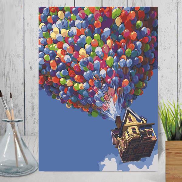 数字塗り絵 油絵風 カールじいさん 風船 空飛ぶ家 バルーン フレーム絵画 インテリア 風景 Diy 趣味 ぬり絵 ホビー ナンバーピクチャー Np Ym Peachyshop 通販 Yahoo ショッピング
