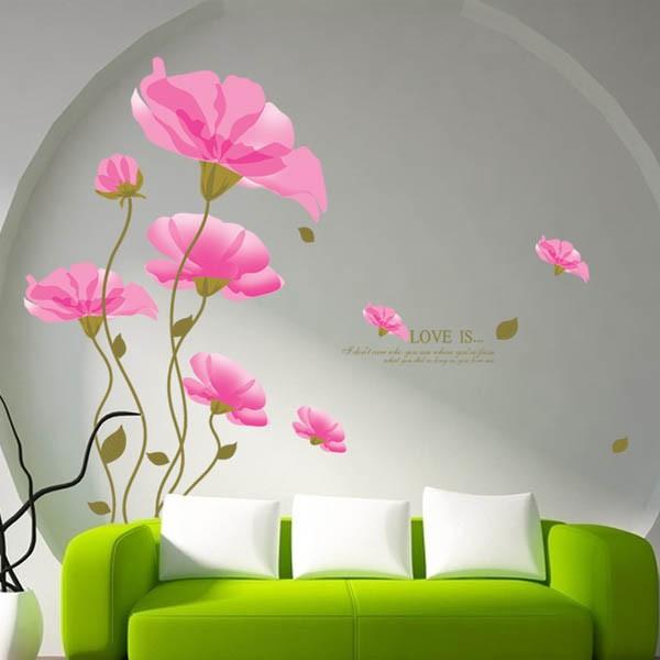 ウォールステッカー ピンクのひなげし 透明カラー アート インテリアシール 壁デコレーション 北欧風 Diy リビング Ws 5787 Peachyshop 通販 Yahoo ショッピング