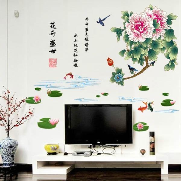 ウォールステッカー 牡丹と池 花鳥 アジアンテイスト 壁デコ 北欧風 Diy 剥がせる Ws Ay9250 Peachyshop 通販 Yahoo ショッピング