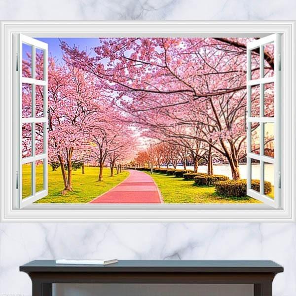 訳あり ウォールステッカー 桜満開 公園 だまし絵 トリックアート 風景写真 絵画 3d窓フレーム Diy Ws B241 Peachyshop 通販 Yahoo ショッピング