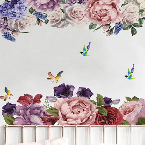 ウォールステッカー ローズガーデン 水彩画タッチ ヨーロピアンローズ 薔薇 牡丹 ピオニー 小鳥 ボタニカル 壁デコレーション 北欧風 Diy リビング Ws Ks6721 Peachyshop 通販 Yahoo ショッピング