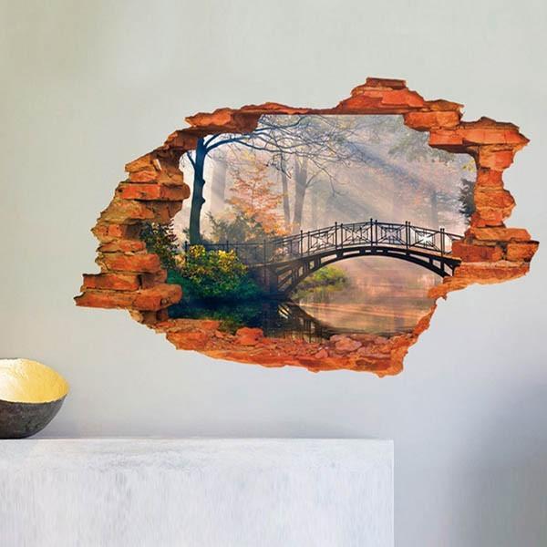 ウォールステッカー 壁の穴 森の橋 だまし絵 アート インテリアシール 窓枠 壁デコレーション 北欧風 Diy リビング Ws Mj8024g Peachyshop 通販 Yahoo ショッピング