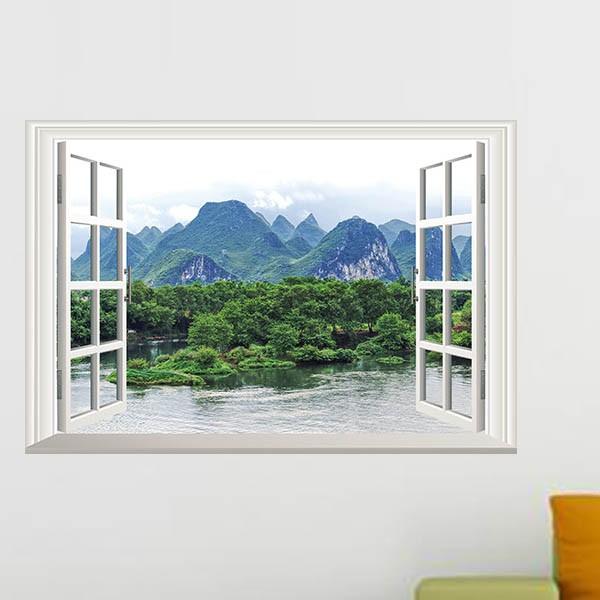 ビンテージ◇ガラス額縁✨油彩画 山と森の風景 ブラウンフレーム 横山 守 『陽光』 油絵・油彩 F4(4号) 絵画 自然 森 風水 緑