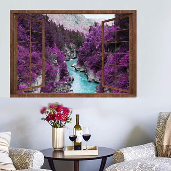 ウォールステッカー 渓流 紅葉 紫 山 だまし絵 アート インテリア 木枠 窓枠 壁デコ 北欧風 Diy リビング Ws Ym1102 Peachyshop 通販 Yahoo ショッピング
