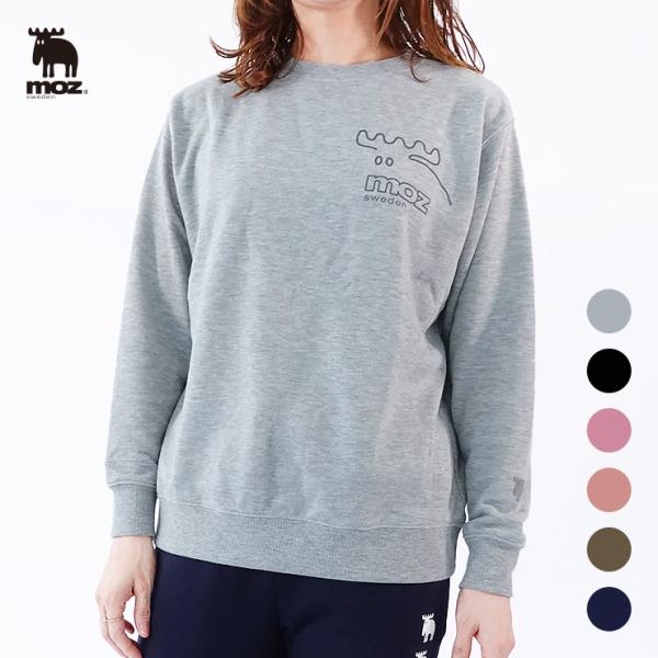 moz sweden クルーネック プルオーバー (北欧 公式 トレーナー スウェット 長袖 ミニ裏毛 大きいサイズ )