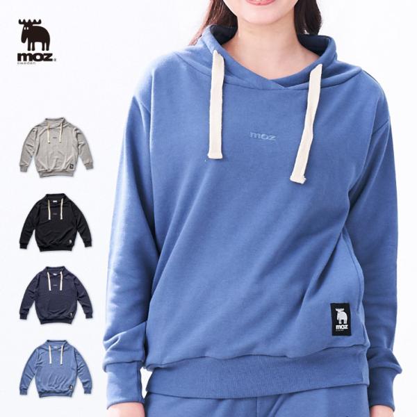 moz sweden フード風プルオーバー (北欧 スウェット トップス 長袖 パーカー風 スポーツ 普段着 カジュアル 部屋着 パジャマ ウェア 小さいサイズ 大きいサイズ)