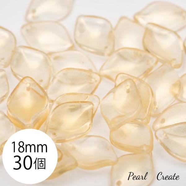 ビーズ 30枚 18mm 穴あり ガラスビーズ 美しい 花びら ゴールド クリア クリスタル アクセサリー チップ ピアスパーツ 細工用ビーズ
