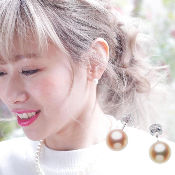 アコヤ真珠 スタッドピアス　パール　本真珠　k14WG 冠婚葬祭　直結 艶やか パール ピアス アコヤ本真珠 一粒 スタッドピアス 約9.0mm K14WG 結婚