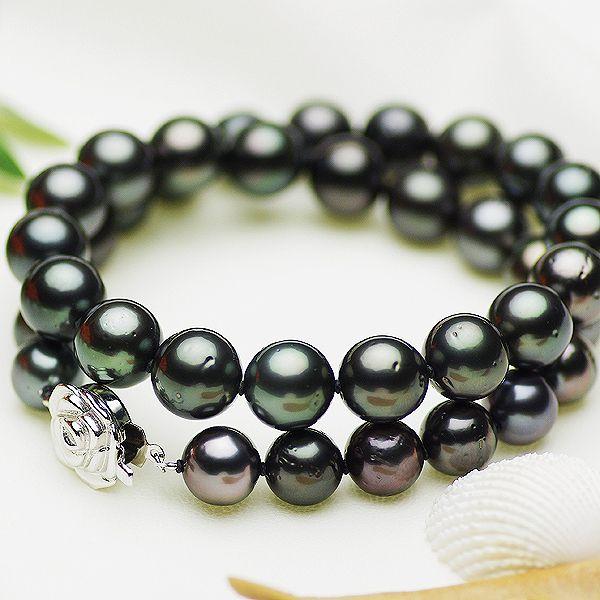 タヒチ 黒蝶 真珠 パール フォーマル ネックレス 約8.0-11.0mm