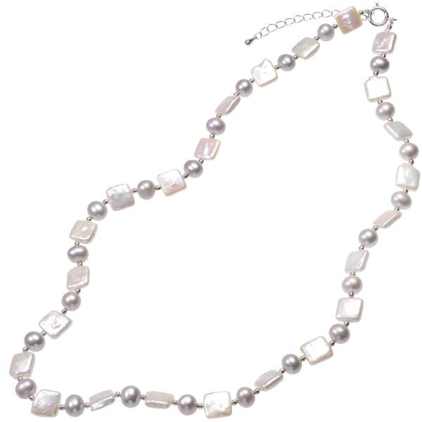 高級 淡水真珠 パール デザインネックレス 約7.5-8.0mm 約60cm (AJ5cm