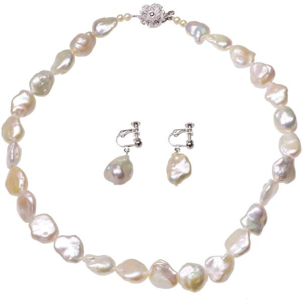 高級 淡水真珠 バロック パールネックレスセット 約11.5-14.5mm