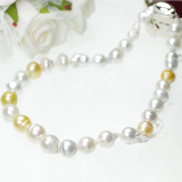 白蝶真珠 ネックレス マルチカラー 約7.8mm～10mm 南洋真珠 バロック pearlmusic_wh-151