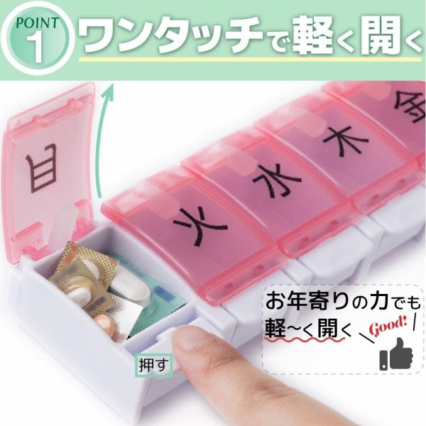 ワンタッチ ピルケース 1週間分 サプリケース 薬ケース 4個セット