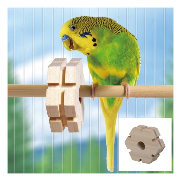 止まり木に通してクルクル回る小鳥のおもちゃです。回したり、かじったりすることで、小鳥たちのストレス解消に役立ちます。※天然木を使用し、手作り加工をしているため、個々に色や形状が異なる場合がありますが品質には問題ありません。材質：天然木適応止...