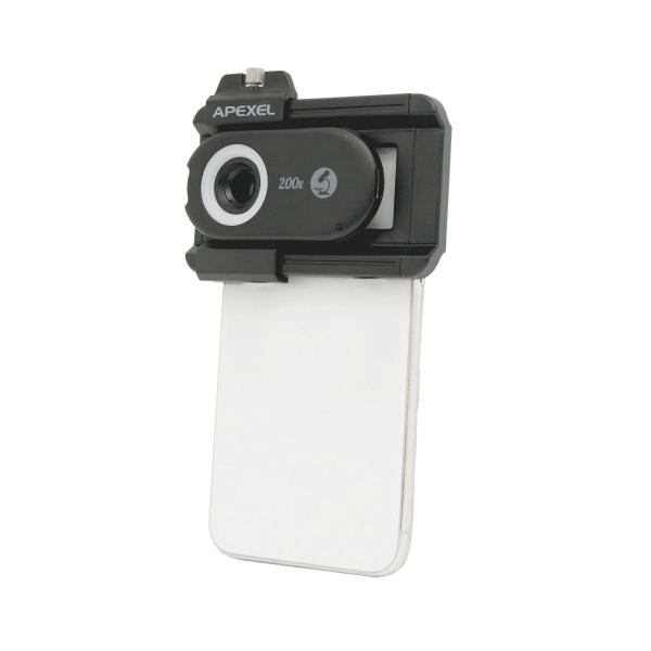 APEXEL スマートフォン顕微鏡 APL-MS200 200倍 高輝度LEDライト コンパクト 828835