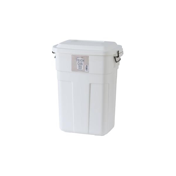 トラッシュカン30L（LFS-934WH/ホワイト）ゴミ箱　ごみ箱　ペール缶　ダストボックス　ダウンロック式フタ　屋外可　日本製　おしゃれ