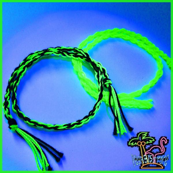 【送料無料】アンクレット　ミサンガ　足首　ネオン　2本SET　ライムグリーンブラック　細　anklet125