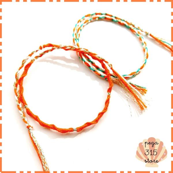 送料無料】アンクレット ミサンガ 足首 2本SET オレンジ