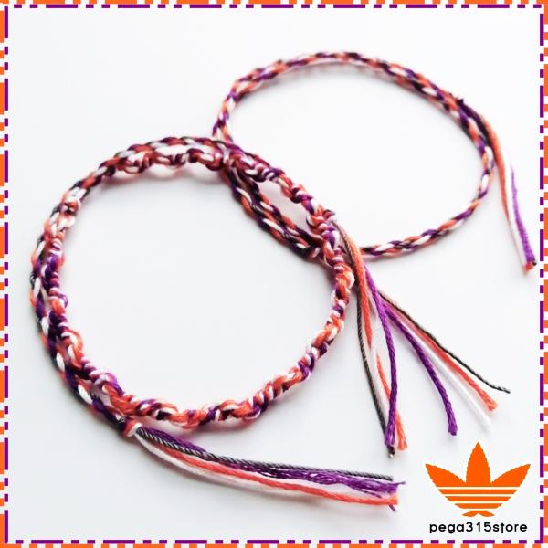 アンクレット ミサンガ ペア 2本SET パープルオレンジ ツイードMIX 送料無料 anklet281