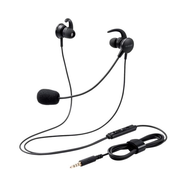 他サイト： エレコム 有線ヘッドセット 3.5mm 4極ミニプラグ マイク付き インナーイヤー 両耳 変換ケーブル付 (4極 - 3極) ブラック HS-EP15TBKの商品画像