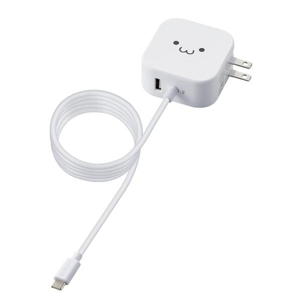 他サイト： エレコム USB コンセント 充電器 合計32W ( USB PD対応 ) Type-Cケーブル 1.5m 一体型 ホワイトフェイス MPA-ACCP19WFの商品画像