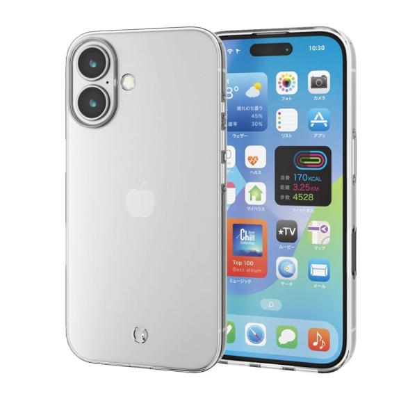 エレコム iPhone 16 ケース クリア 薄型 マイクロドット加工 ソフト [リサイクル樹脂を使用] ストラップホール付き クリア ワイヤレス充電対応 PM-A24AREUCTCR