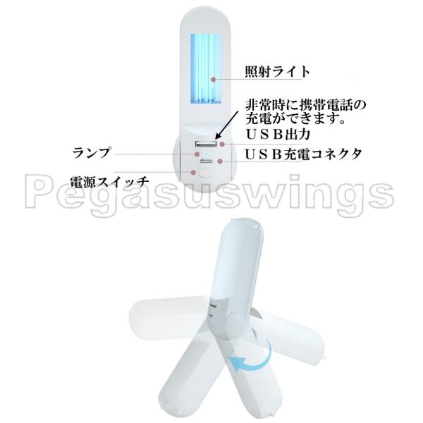 紫外線除菌ライト 携帯電話充電機能付き ハンディタイプ 紫外線C波