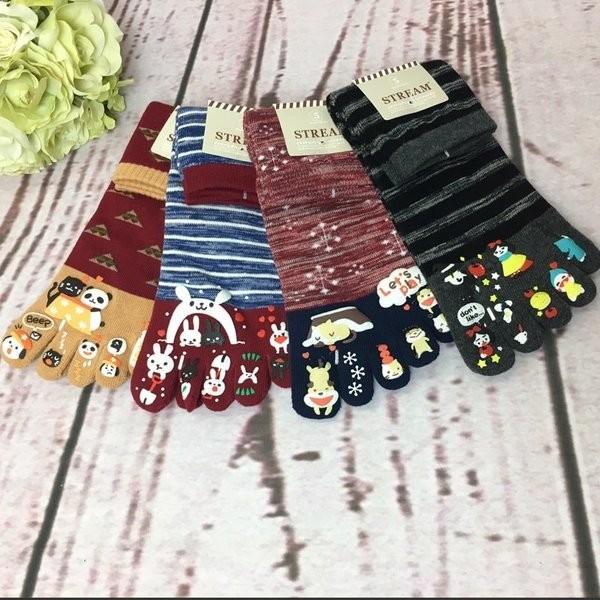 レディース 秋冬柄 かわいい5本指ソックス おまかせ4足セット Peiv 通販 Yahoo ショッピング