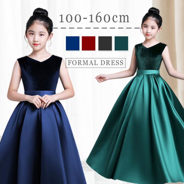 子供 ドレス ピアノ発表会 結婚式 フォーマル ワンピース ロング丈  