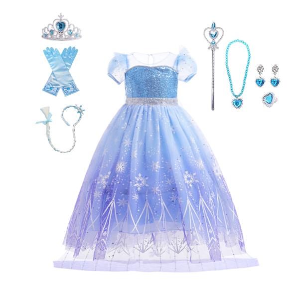 ■お姫様 ドレス 女の子 ガールズ シンデレラ ラプンツェル 髪長姫 コスプレ クリスマス 舞台 記念撮影 変身 100 110 120 130 140 150 ピンク ブルー■【サイズ表】画像に記載(メーカー仕様書のサイズを掲載しており、...