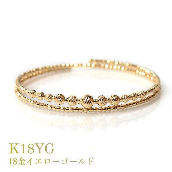 ブレスレット レディース k18 18金 バングル 5mm玉入り ミラー ブレスレット レディース k18 18金 バングル 5mm玉入り ミラー