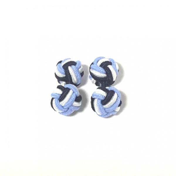 ゴムカフス (Knot Cuff Links カフリンクス　ラバーカフス　カフスボタン) /スカイブルー×ホワイト×ネイビー