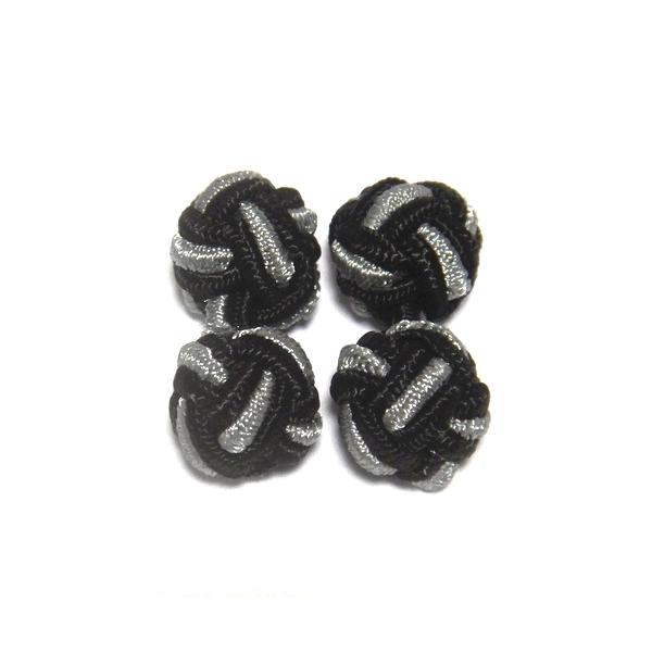 ゴムカフス (Knot Cuff Links カフリンクス　ラバーカフス　カフスボタン) /ブラック×パールグレー
