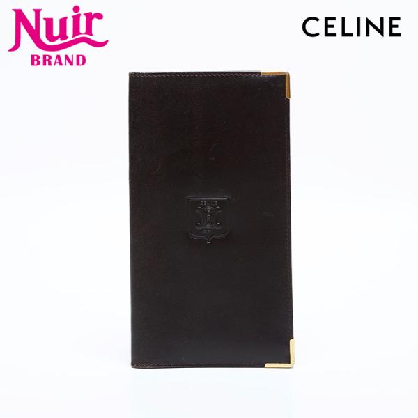 CELINE（セリーヌ） 長財布 レザー 二つ折り 札入れ ロゴ ブラック