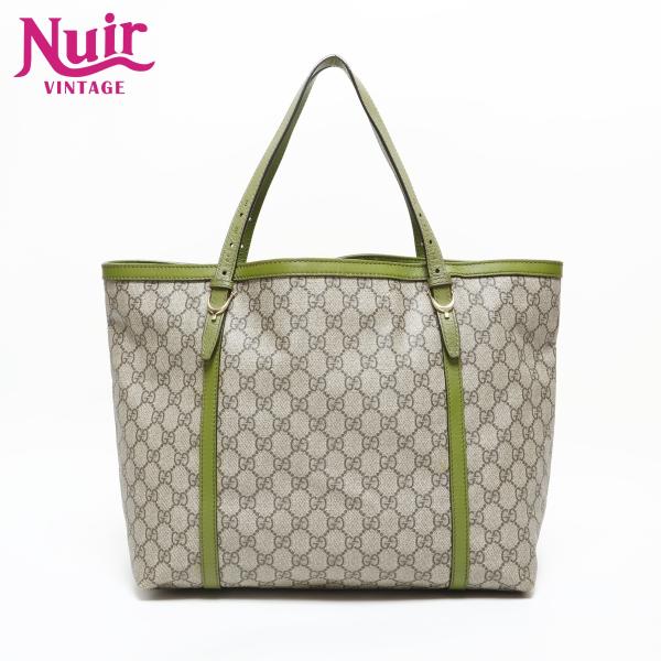 GUCCI（グッチ） トートバッグ GGスプリーム グリーン レザー PVC