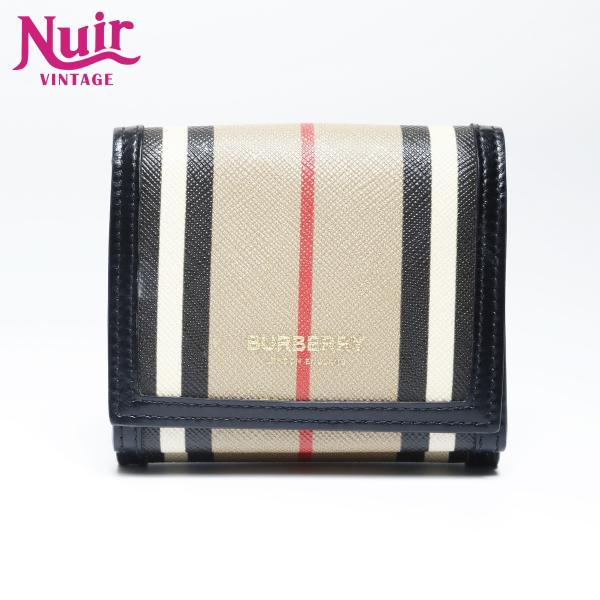 バーバリー　三つ折り財布　レザー　ダークブラウン　ノバチェック　がま口 BURBERRY（バーバリー） 三つ折り財布 PVC ノバチェック ブラウン