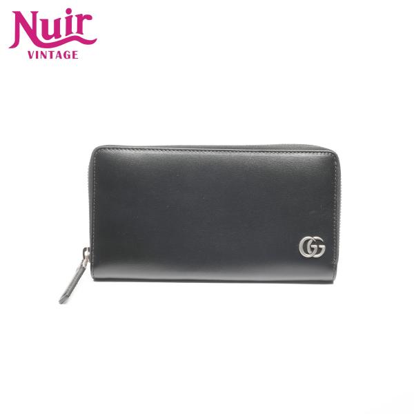 【未使用に近い】 GUCCI グッチ 札入れ 長財布 財布 GG マーモント 黒 GUCCI（グッチ） 財布 長財布 ラウンドファスナー GGマーモント