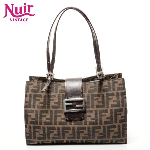 Fendi トートバッグ ブラウン/ブラック 超美品 FENDI（フェンディ） トートバッグ キャンバス ズッカ マンマ バケット