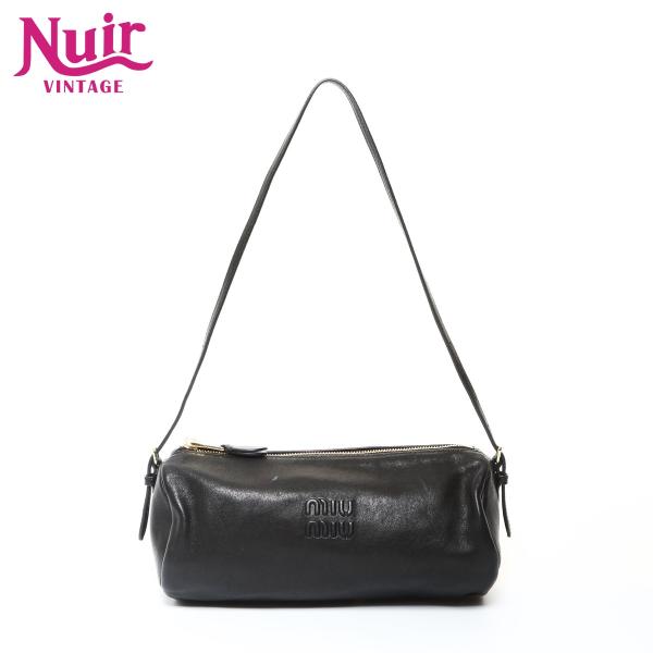 ミュウ Miu ショルダーバッグ 5NE851 ナッパレザー ロゴ ブラック